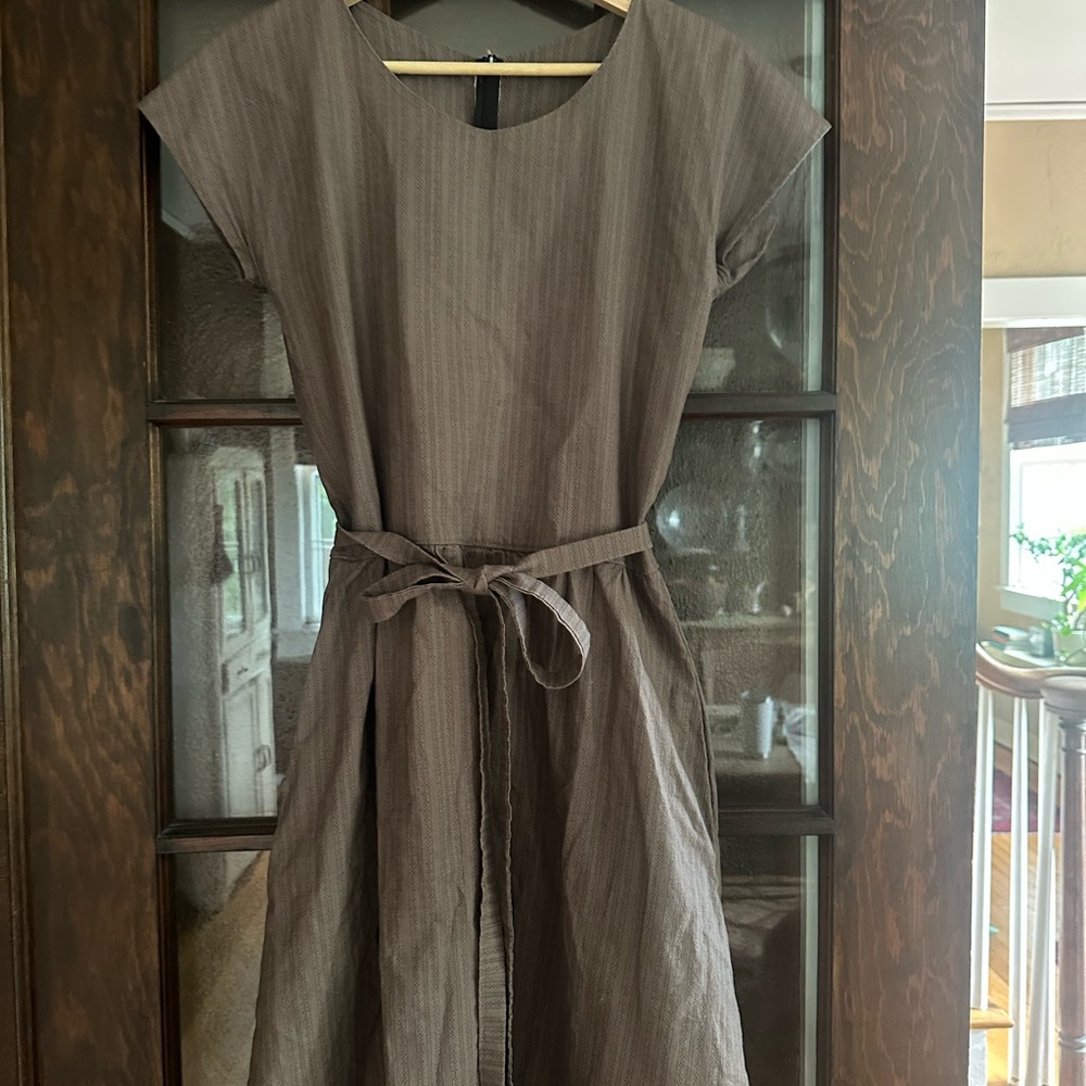 Let’s Backtrack Brown Striped Midi Dress